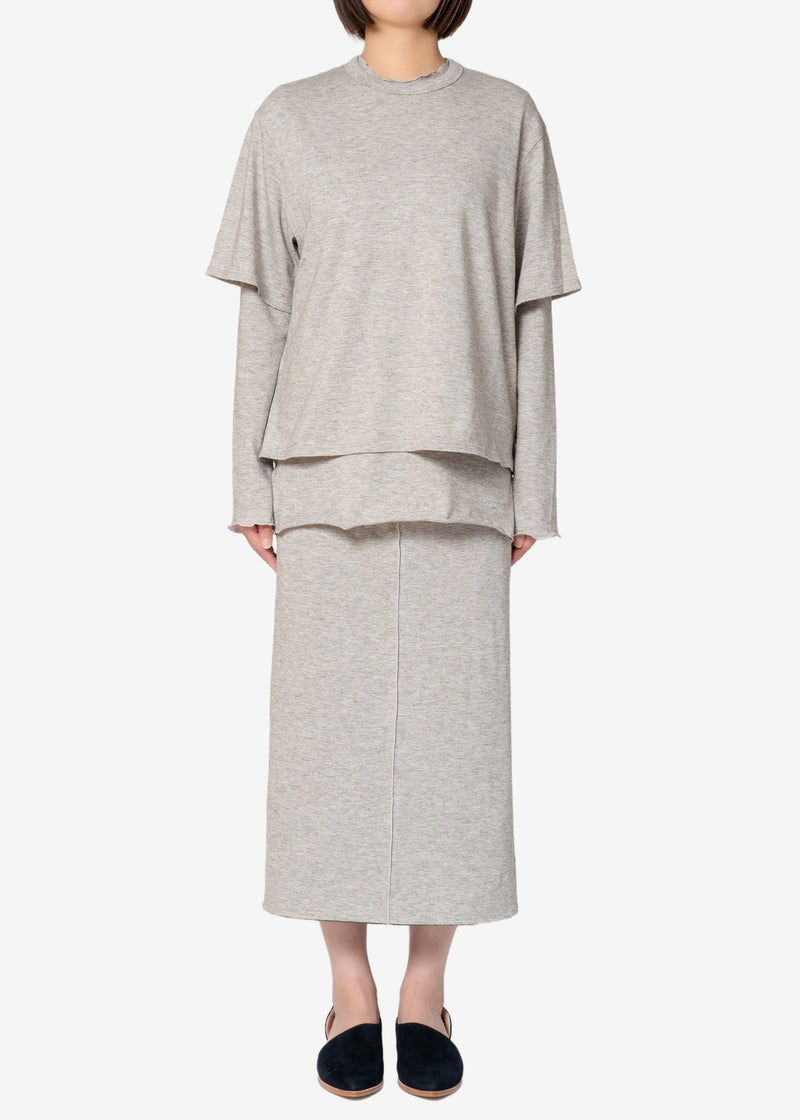 Yak Cotton Jersey Reversible Skirt in Gray