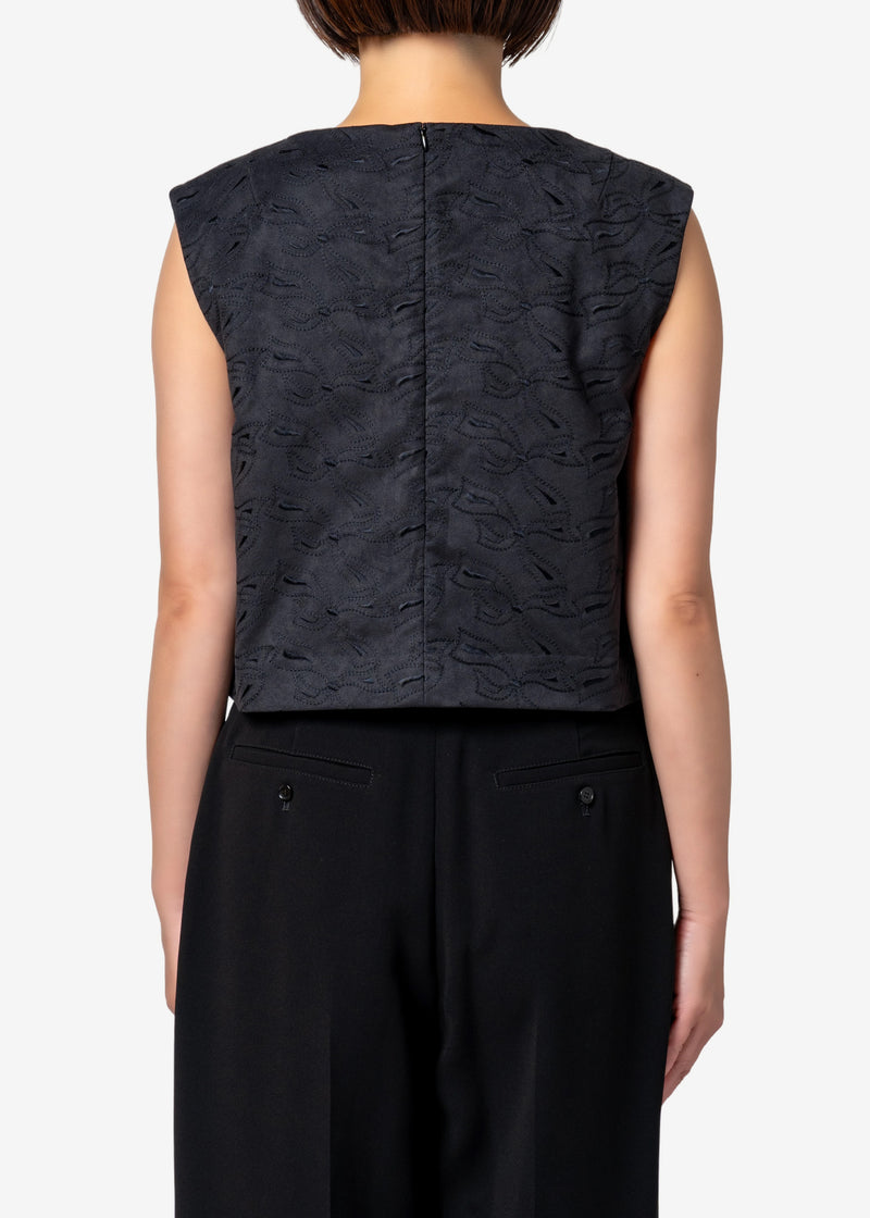 Suede embroidery Blouse in Black