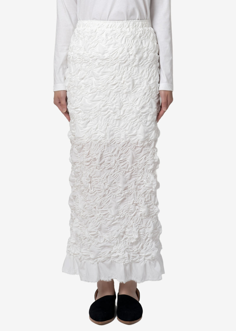 Plum blossom Shirring embroidery Skirt in White