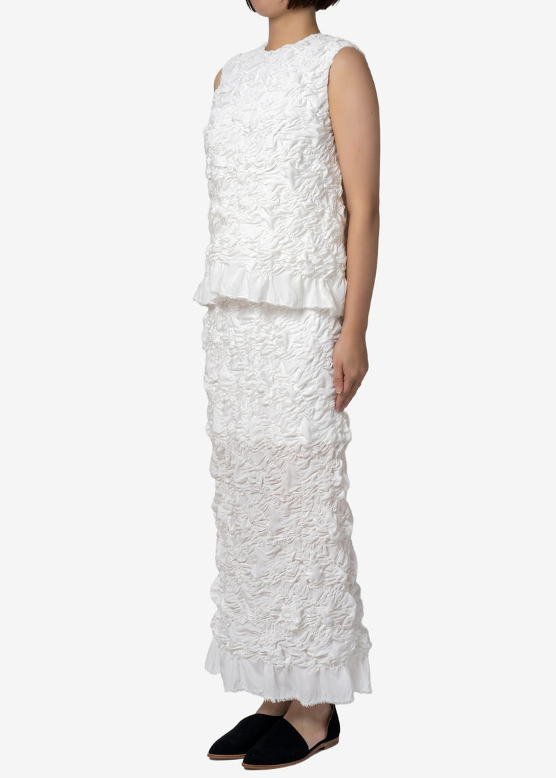 Plum blossom Shirring embroidery Skirt in White