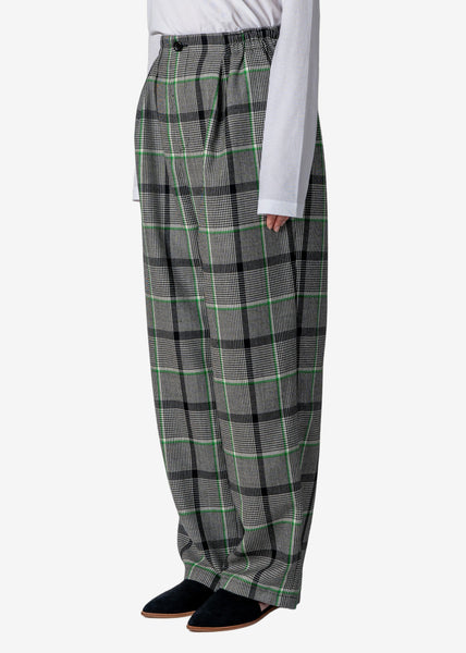 Wool Check Tuck Pants in Blackmix – Greed International Official 