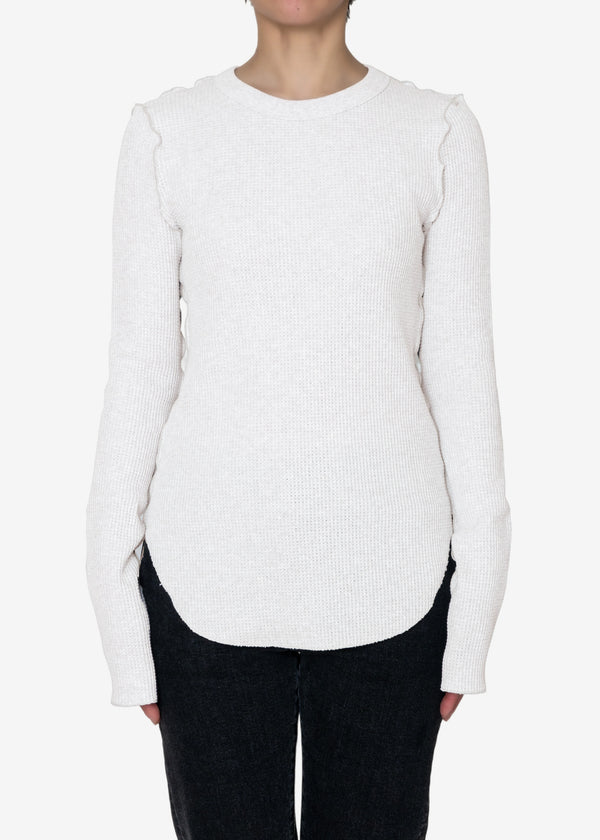 Cotton Waffle Crew-neck in Off White