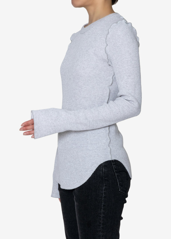 Cotton Waffle Crew-neck in LtGray