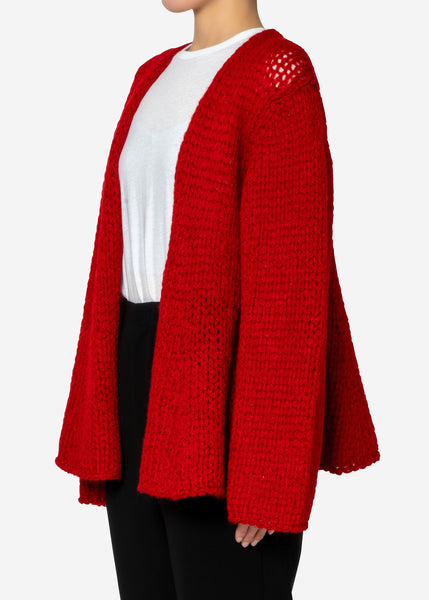 Lily Kid Mohair Flare Cardigan in Red – Greed International