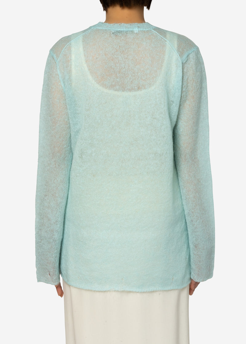 Damage Hole Mohair Long Sweater in Mint