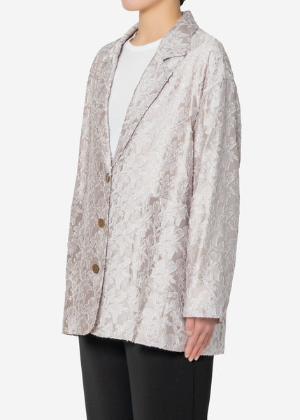 Shiny Flower Jacquard Jacket in Lt Gray – Greed International 