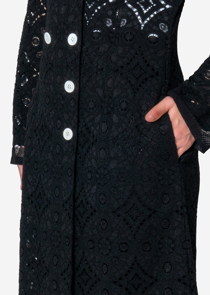 Scallop Lace Coat in Black