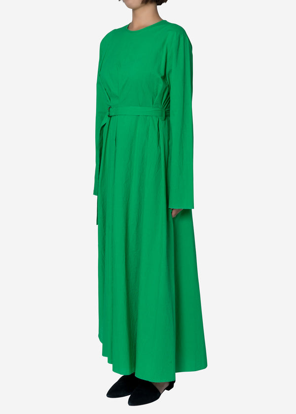 Cordlane Natural Sun-dried Wash Tuck Dress in Green