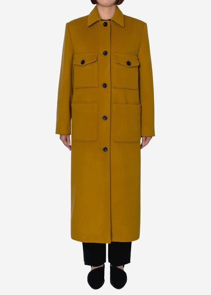 KIWI Wool Long Coat in Ocher – Greed International Official Online