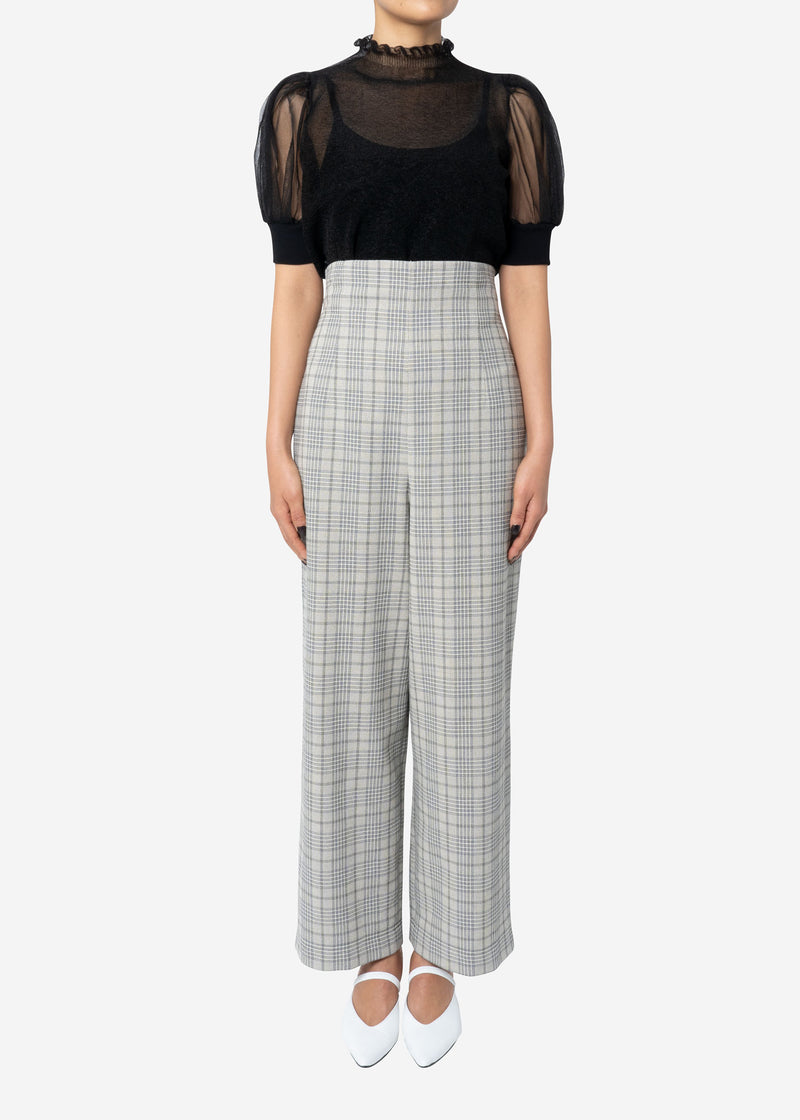 Cotton Over Plaid High Waisted Pants in Other