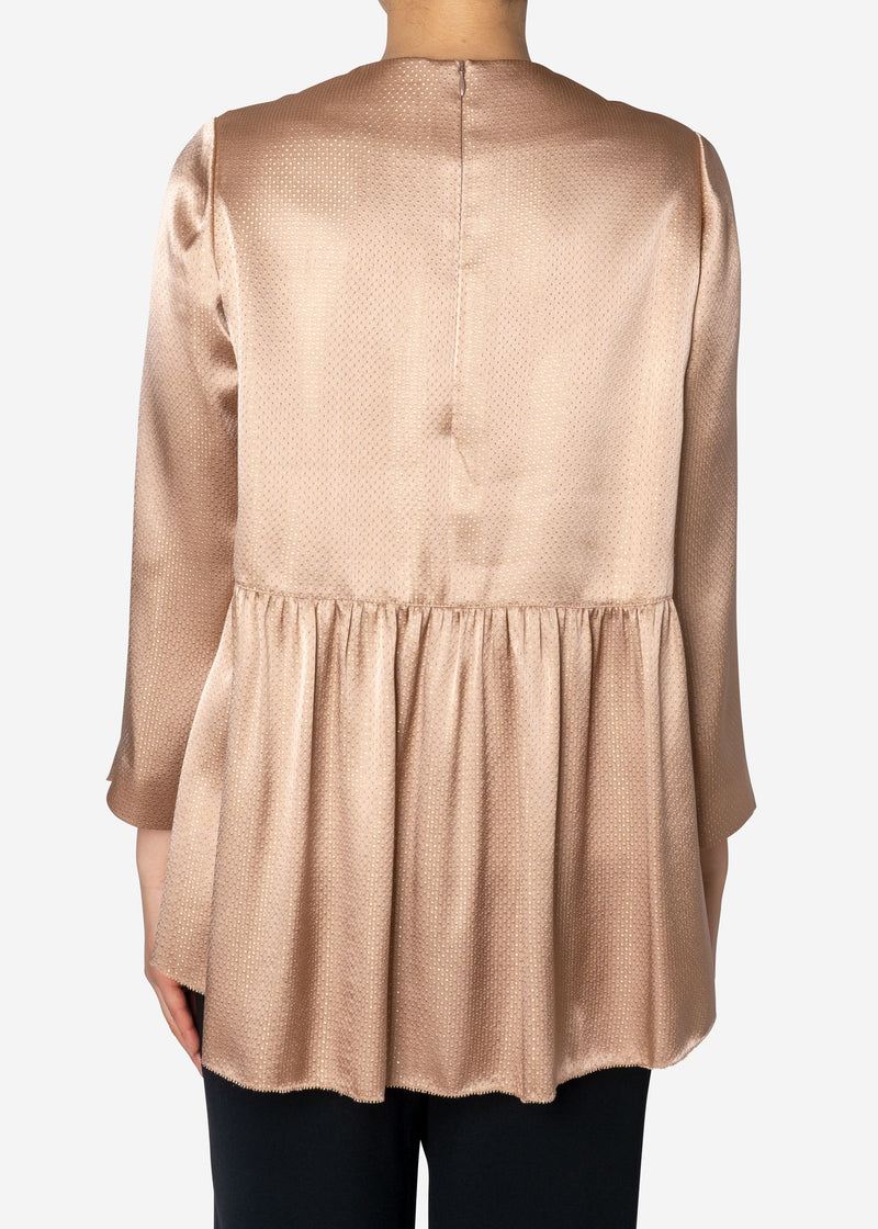 Sparkle Lame Flared Blouse in Beige