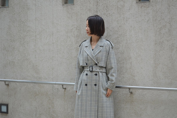 Cotton Over Plaid Trench Coat