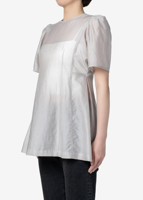 Recycled Cool Washer Puff Blouse in Gray