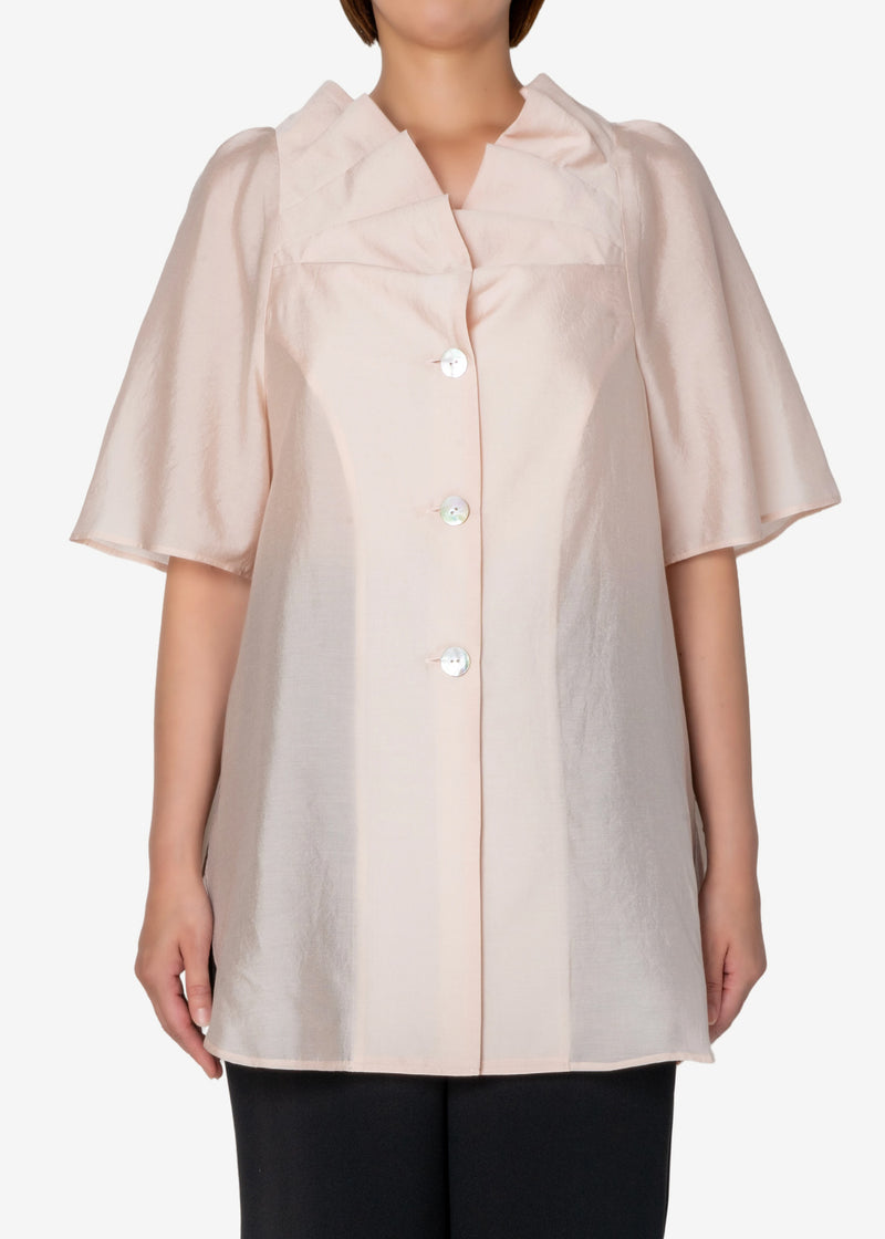 NALYA Silk Lyocell Tack Blouse in Pink