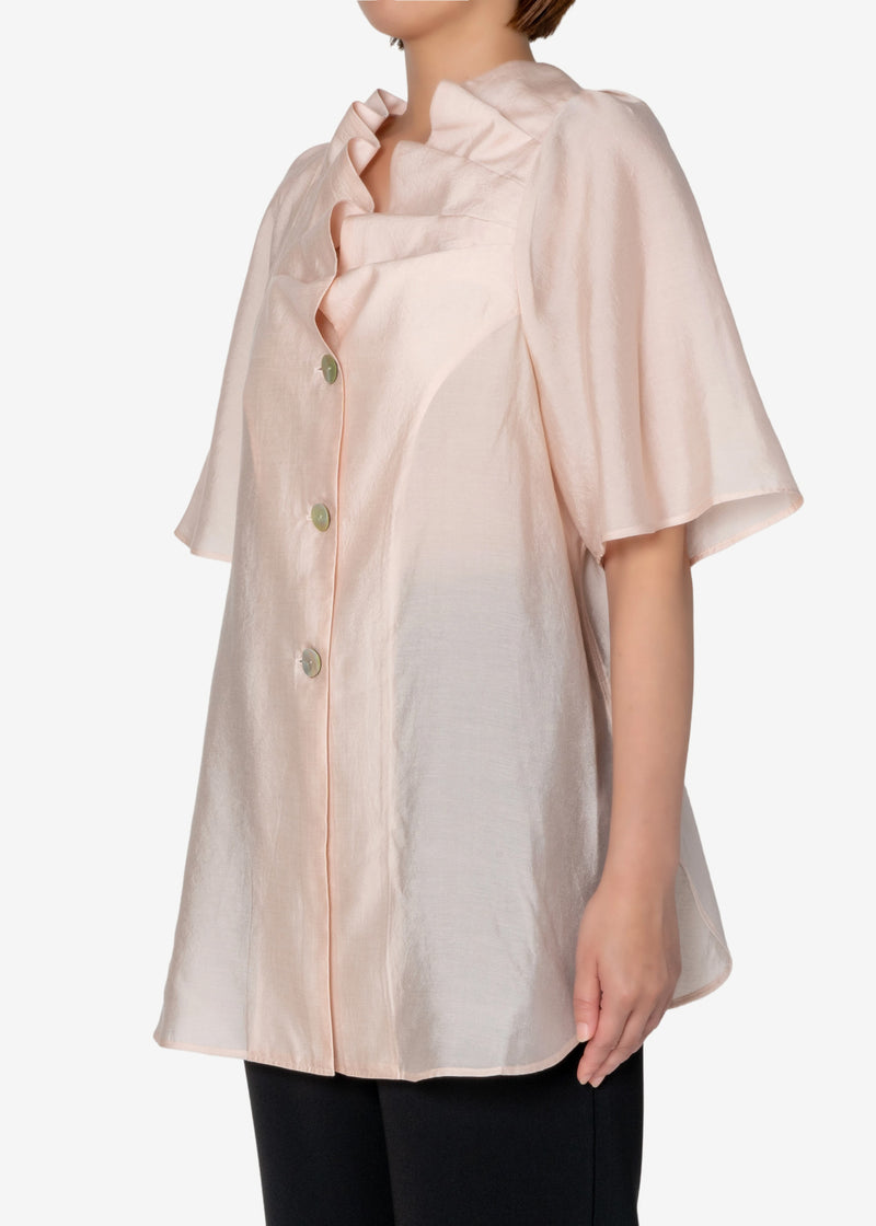 NALYA Silk Lyocell Tack Blouse in Pink