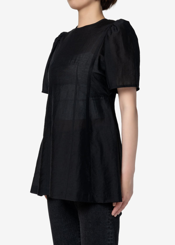 Recycled Cool Washer Puff Blouse in Black