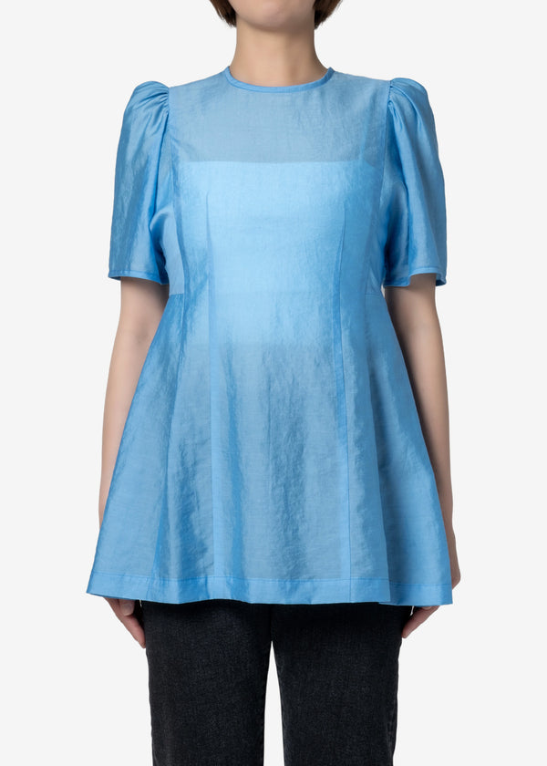 Recycled Cool Washer Puff Blouse in Blue