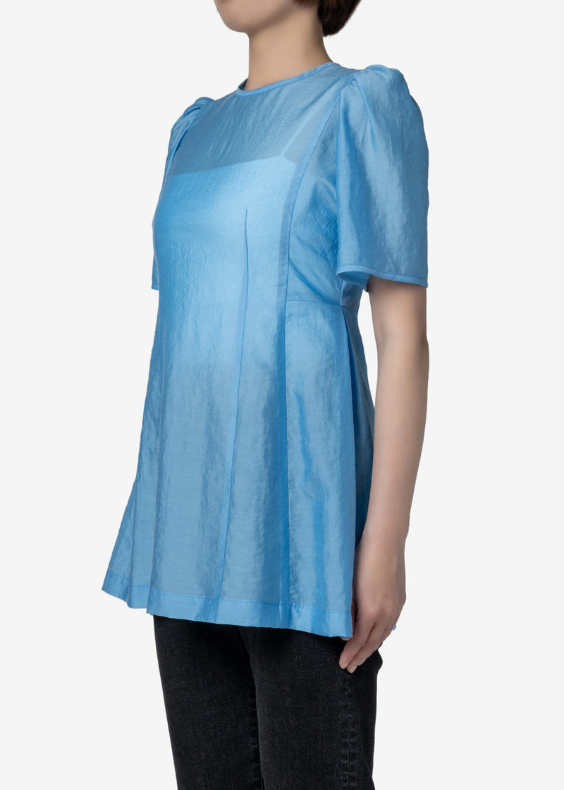 Recycled Cool Washer Puff Blouse in Blue