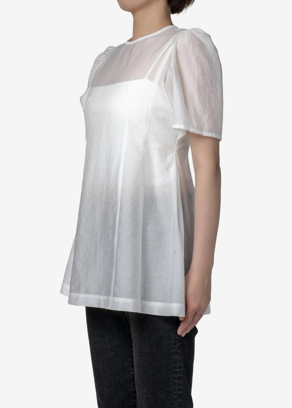 Recycled Cool Washer Puff Blouse in Off White