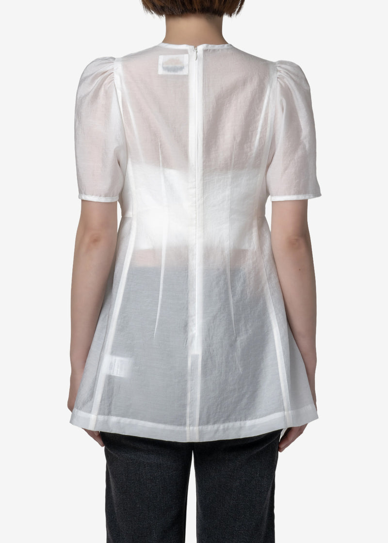 Recycled Cool Washer Puff Blouse in Off White