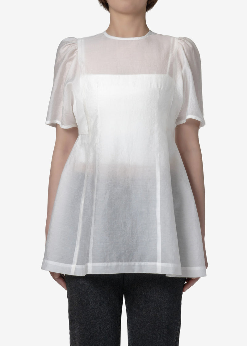 Recycled Cool Washer Puff Blouse in Off White