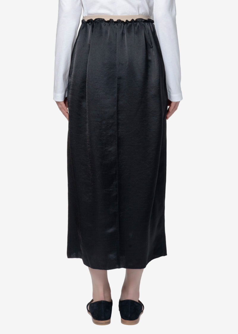VIYON  Satin Wash Skirt in Black