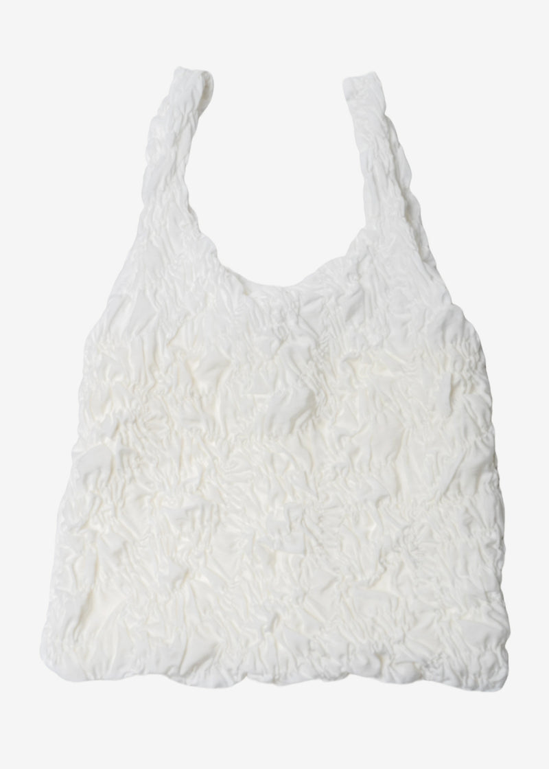 Upcycle Shirring embroidery Tote Bag Large in White