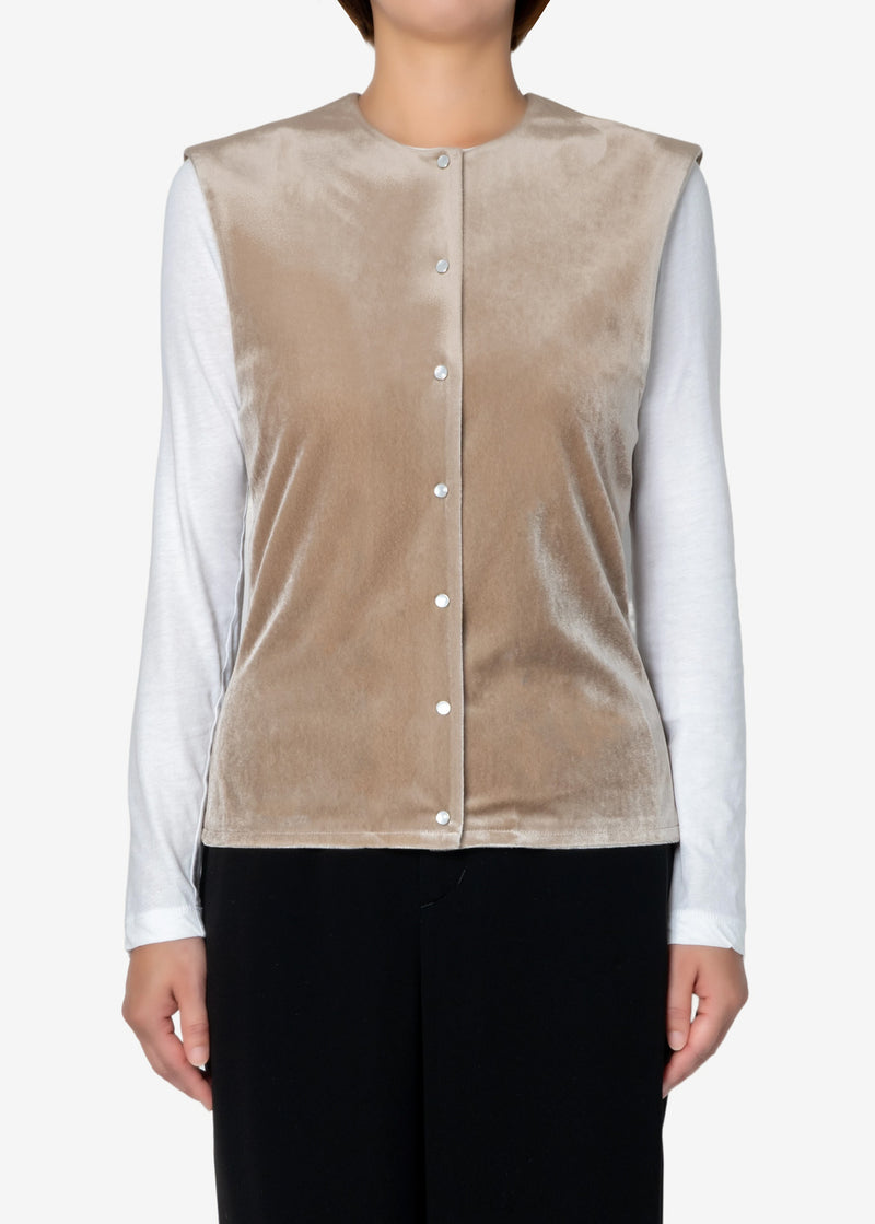 Chantique Velour Vest in Beige