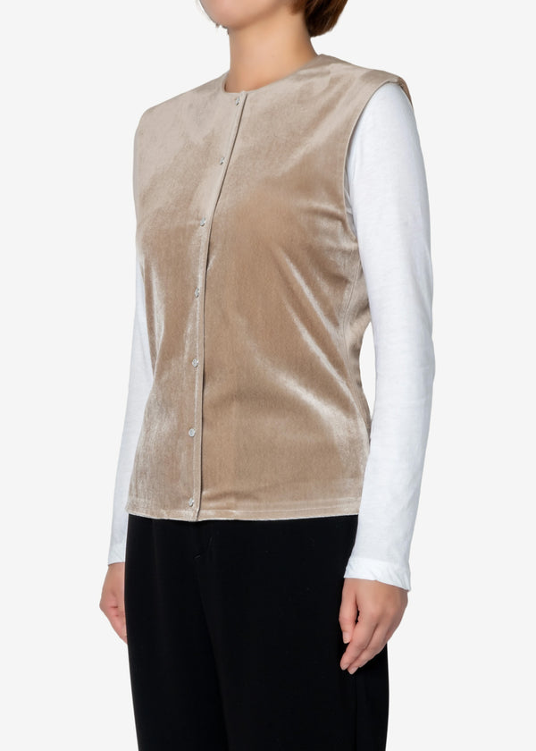 Chantique Velour Vest in Beige