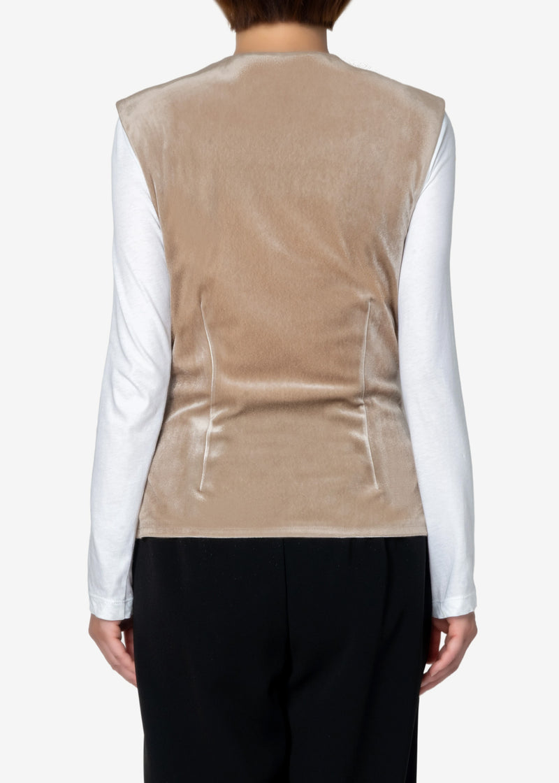 Chantique Velour Vest in Beige