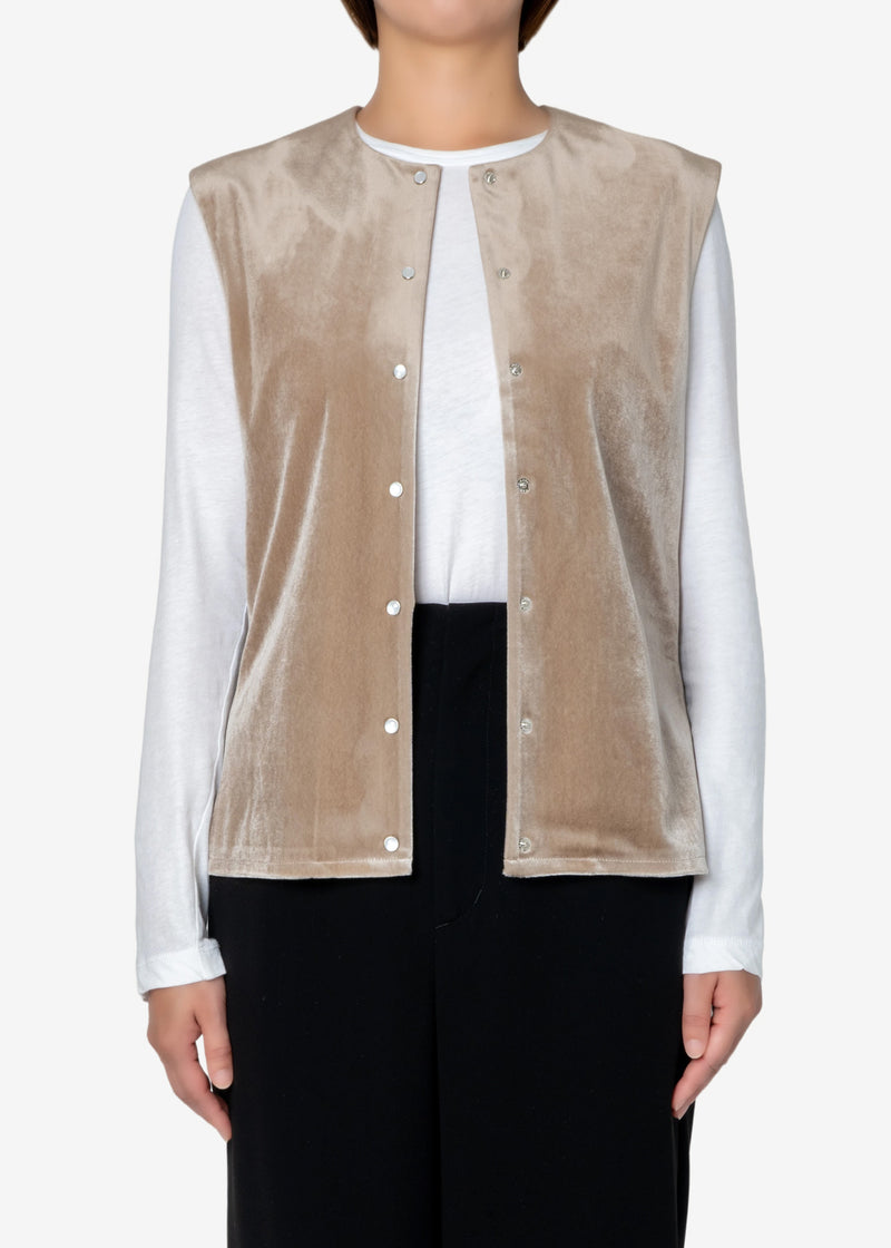 Chantique Velour Vest in Beige