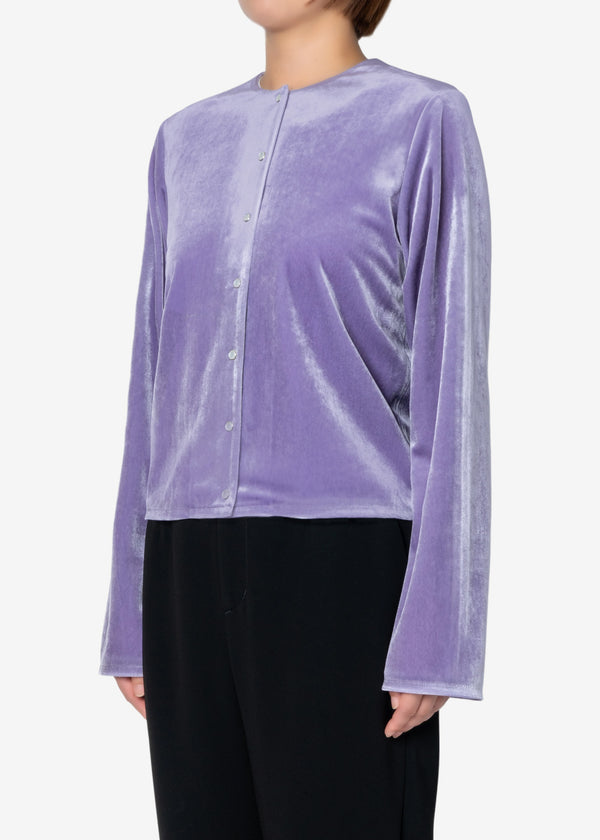 Chantique Velour Cardigan in Purple