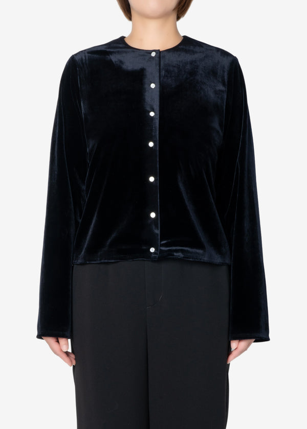 Chantique Velour Cardigan in Black