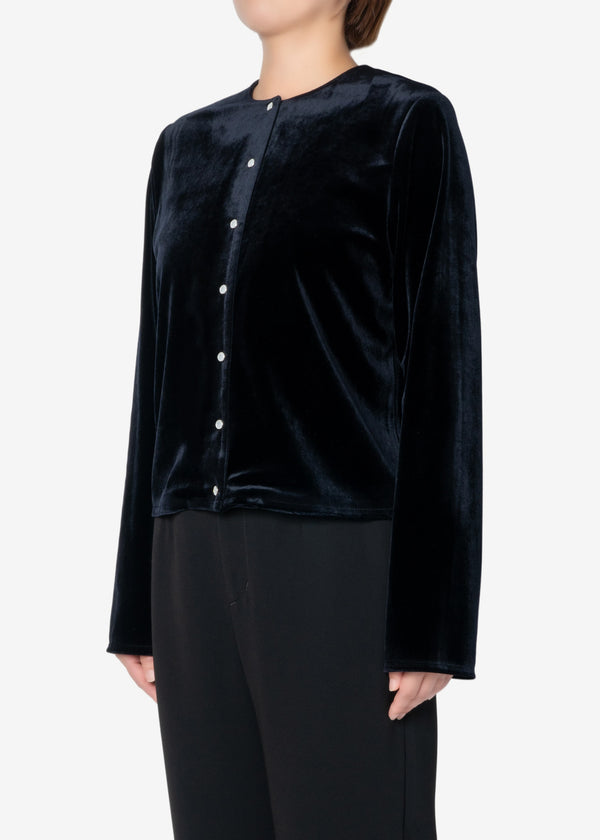 Chantique Velour Cardigan in Black