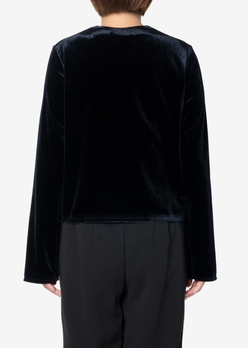 Chantique Velour Cardigan in Black