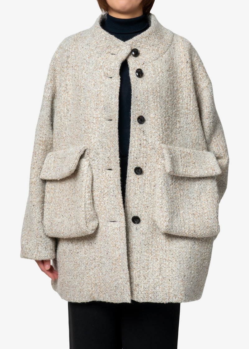 CAVALLINE Loop Wool Coat in Beige