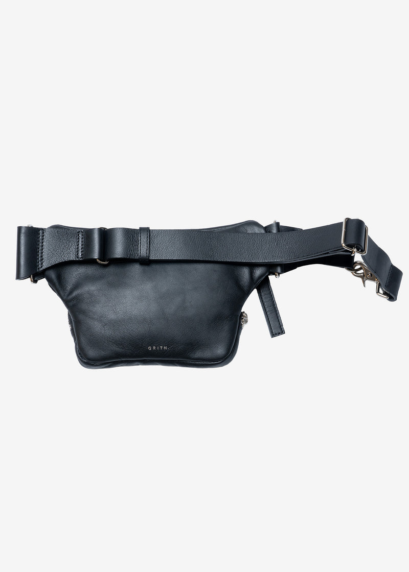 Leather Belt Bag in Black