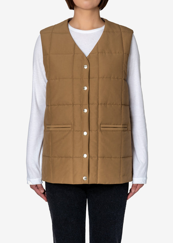 Grosgrain Quilted Liner Vest in Brown