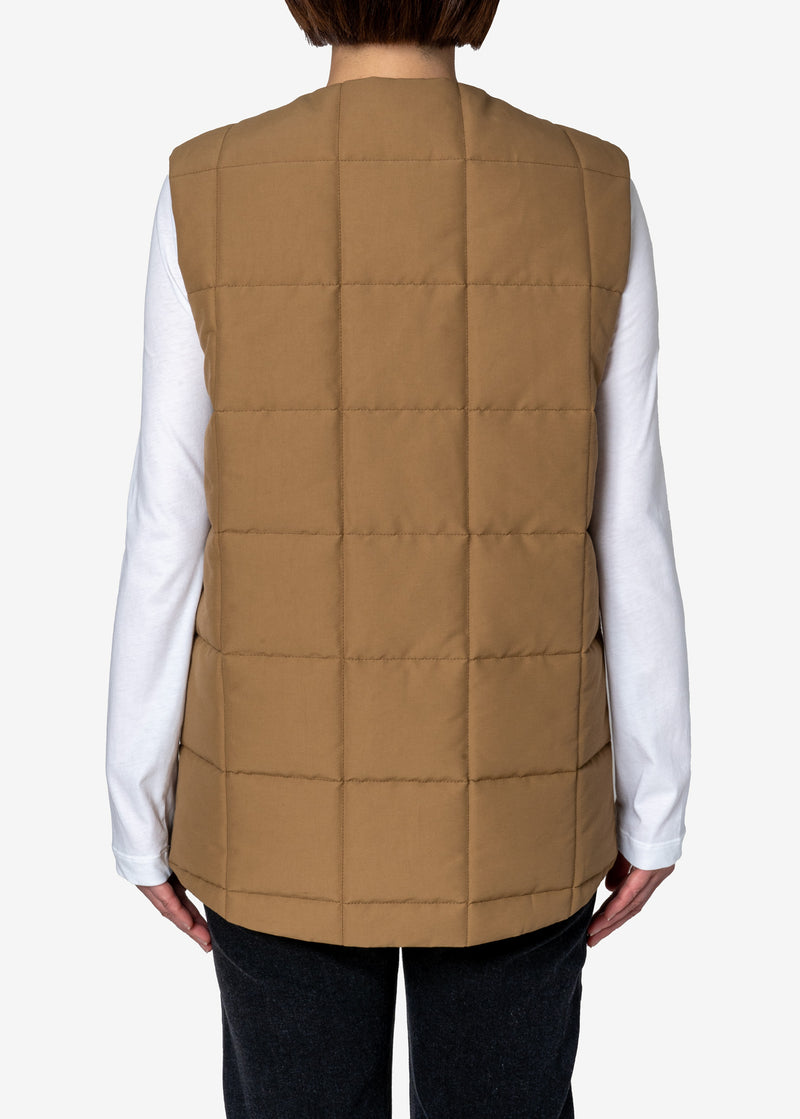 Grosgrain Quilted Liner Vest in Brown