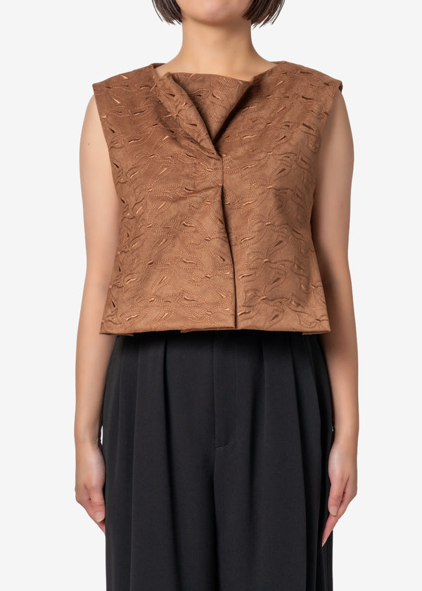 Suede embroidery Blouse in Brown