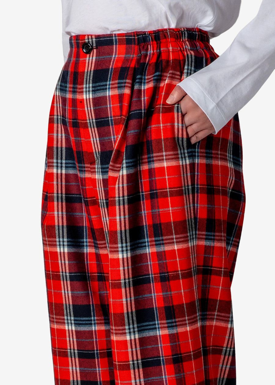 Wool Check Tuck Pants in Red mix – Greed International Official Online Shop