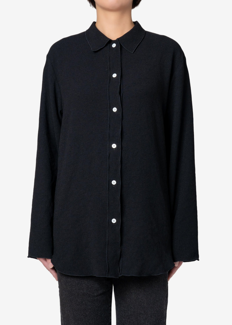 Drape Georgette Shirt in Black