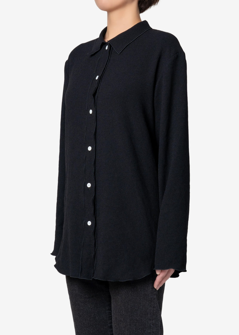 Drape Georgette Shirt in Black