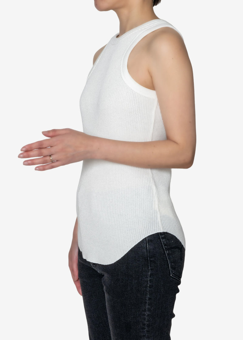 Cotton Waffle Tank Top in Off White