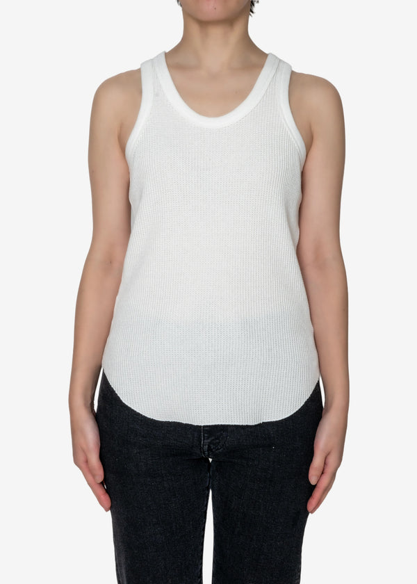 Cotton Waffle Tank Top in Off White