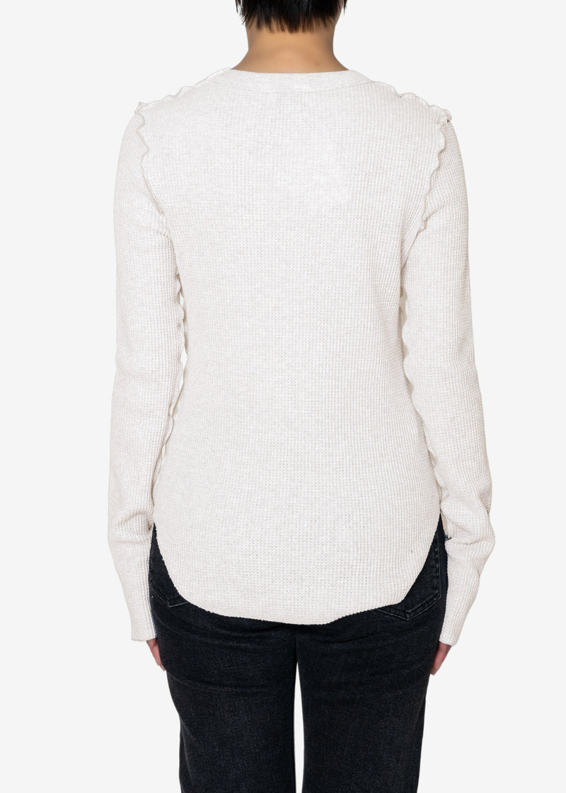 Cotton Waffle Crew-neck in Off White