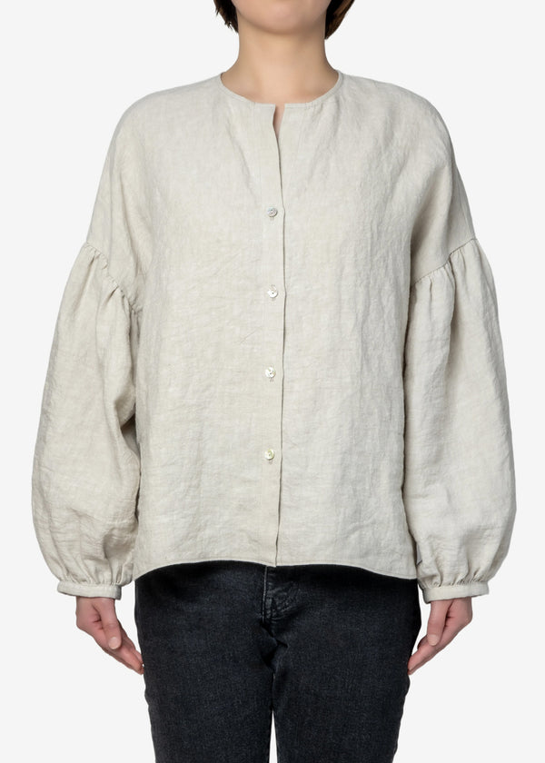 Linen Dyed Canvas Blouse in Beige