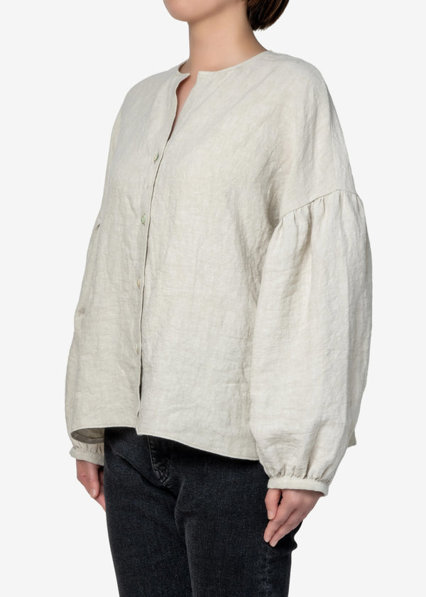 Linen Dyed Canvas Blouse in Beige