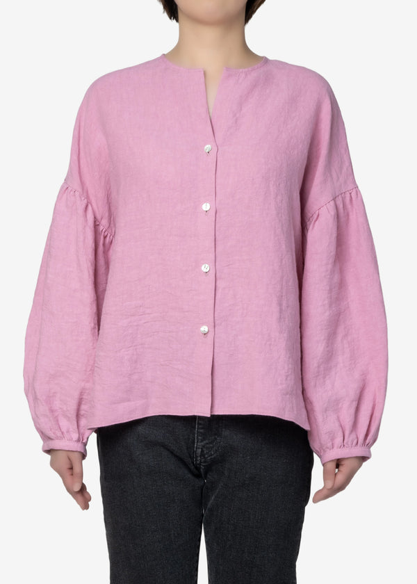 Linen Dyed Canvas Blouse in Pink