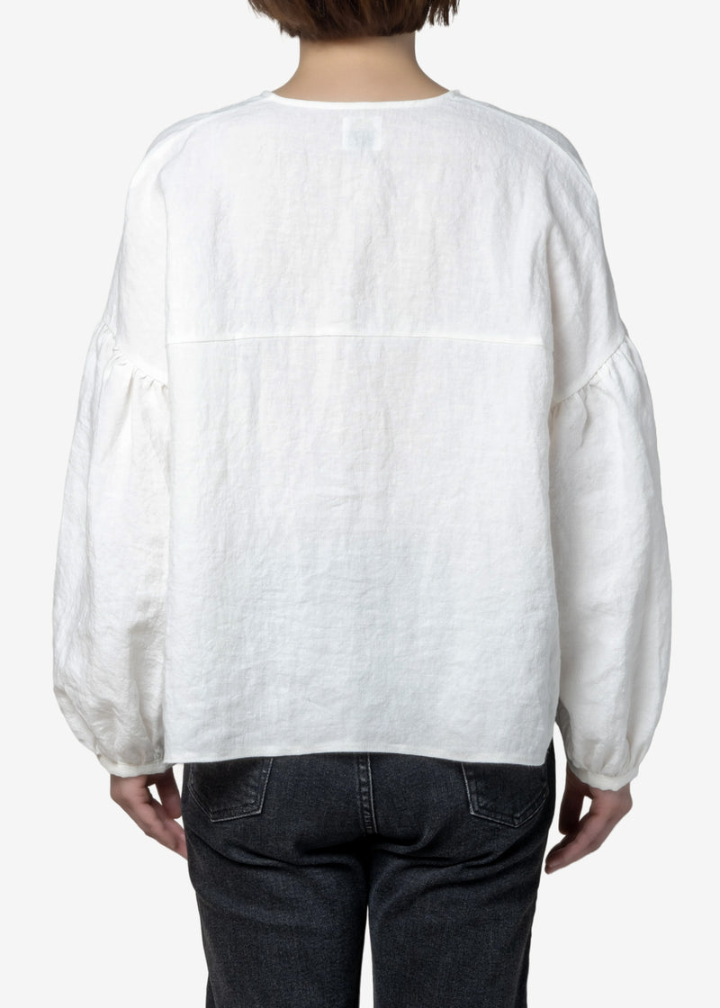 Linen Dyed Canvas Blouse in Off White